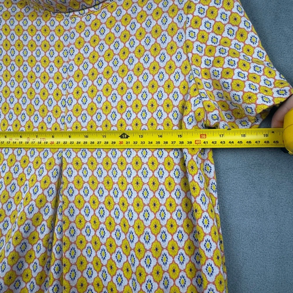 Tyler‎ Boe Yellow Geometric Medallion Print Shift Dress Short Sleeve XS
